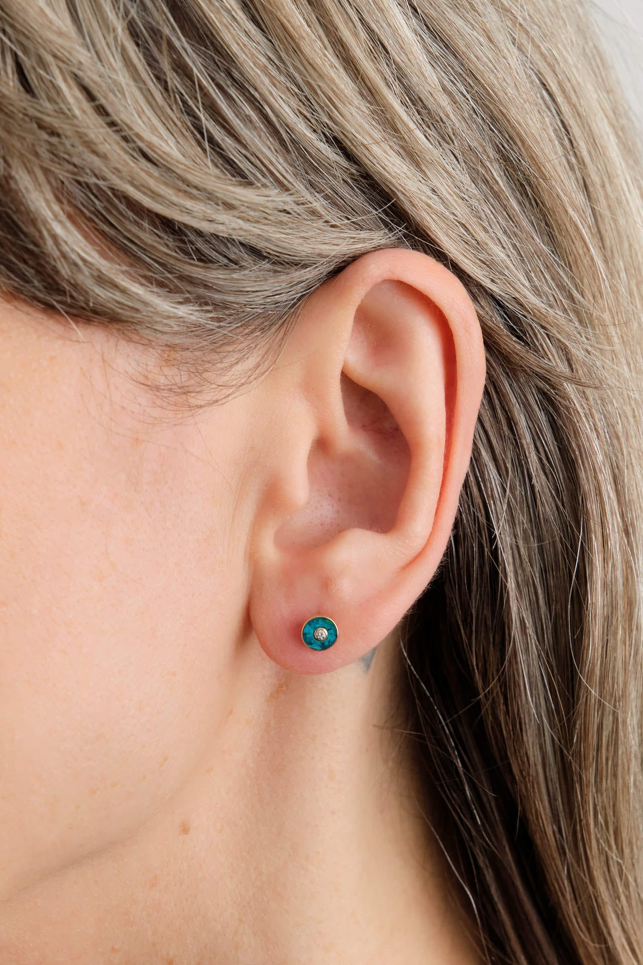Young In The Mountains Jewelry Earrings Shobu Earrings in Chrysocolla 14K Yellow Gold / Pair