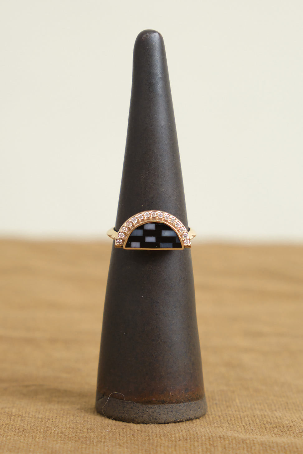 Front of Checkerboard Pavé Diamond Selene Ring