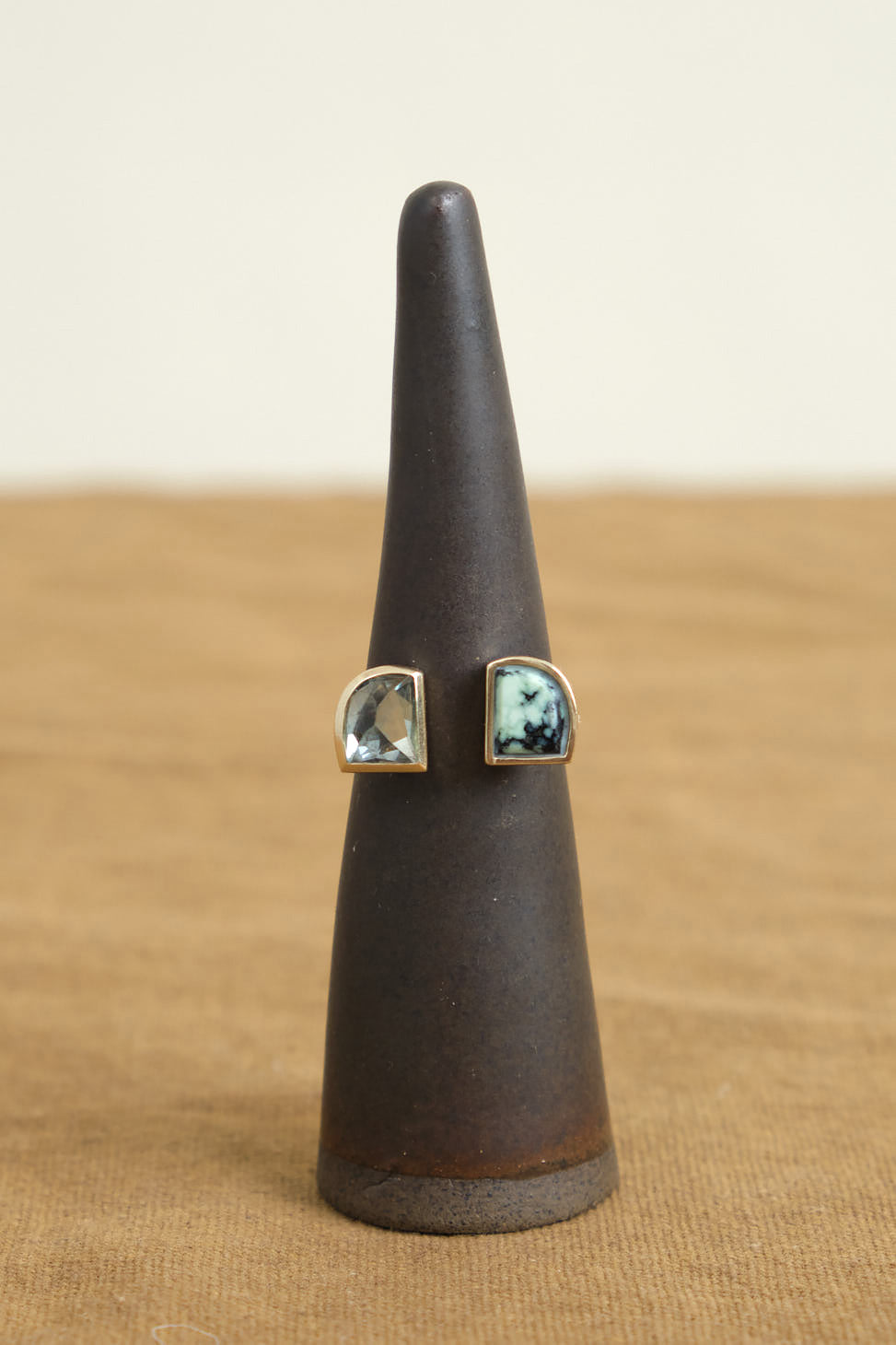 Front of Peili Ring in Sapphire and Variscite
