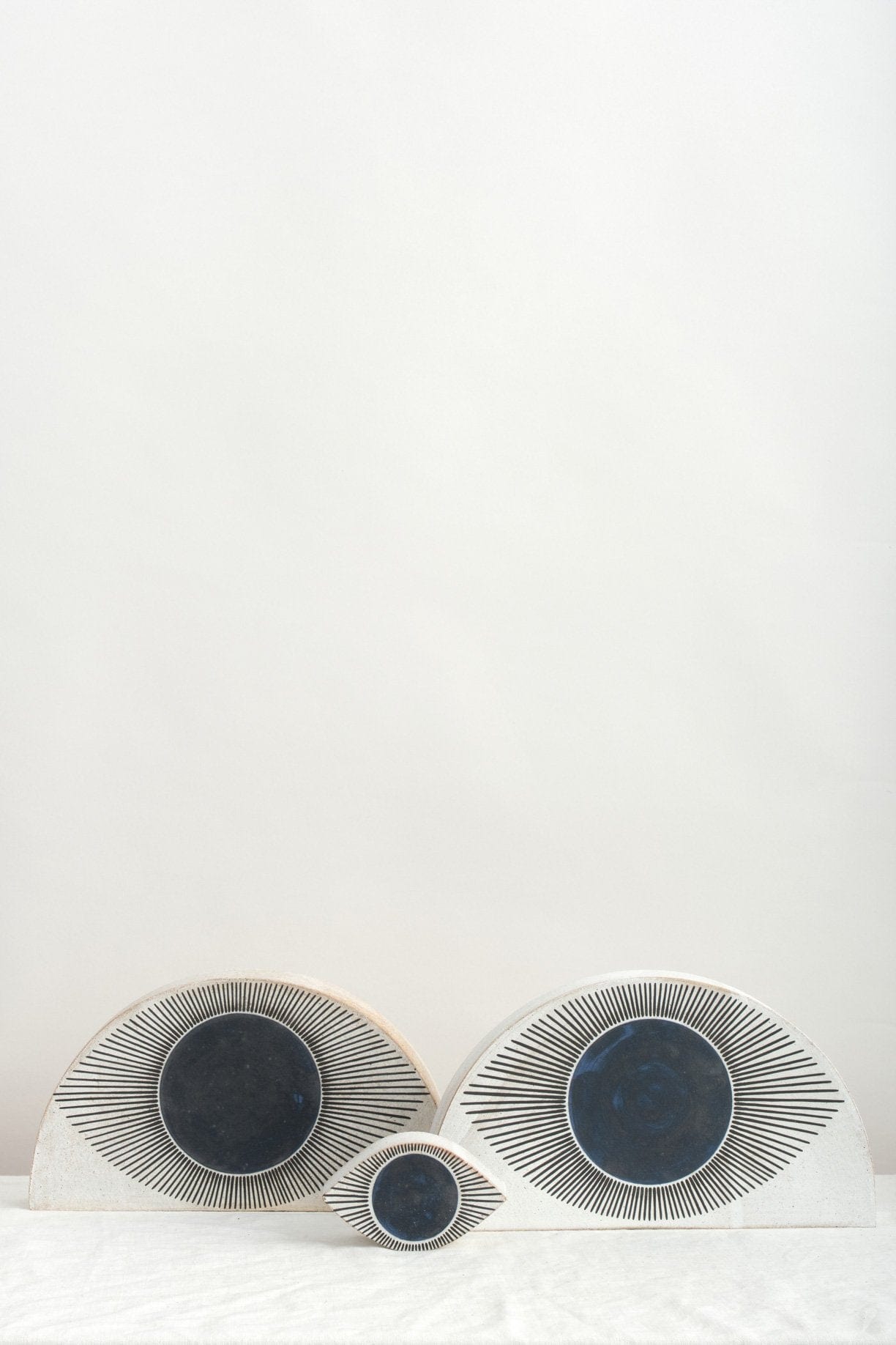 MQuan Art Ceramics Large Half in New Eye Indigo New Eye Indigo / 12.75" L X 7" H X 1.75" W