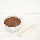 Motoshige Home Kitchen Serving Large Mortar Bowl with Surikogi Stick White / 7" D X 4" H