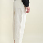 Side of Elastic Drop Crotch Trousers in Off White