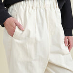 Pocket on Elastic Drop Crotch Trousers in Off White