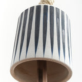MQuan Art Ceramics Large Wide Thrown Bell in Indigo Stripes Indigo Stripes / 7.75" H X 6.5" D