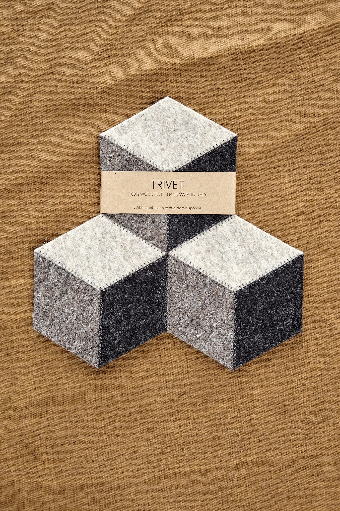Anonima Mente Design Hexagonal Felt Trivet charcoal