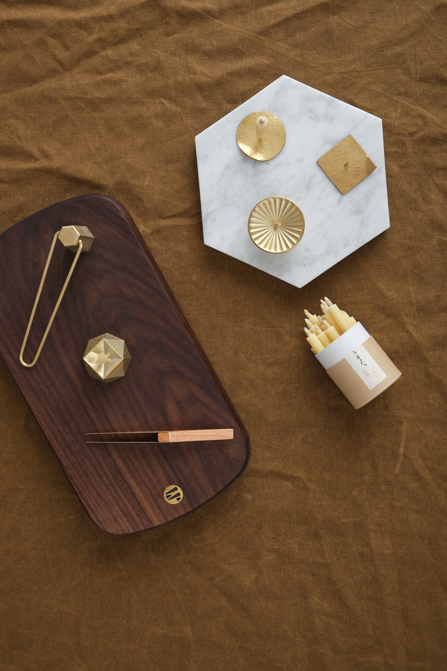 Daiyo Home Candle Holders Square Plate Brass Candle Stand Hammered Brass / 1.75" L X 1.75" W X 1" H