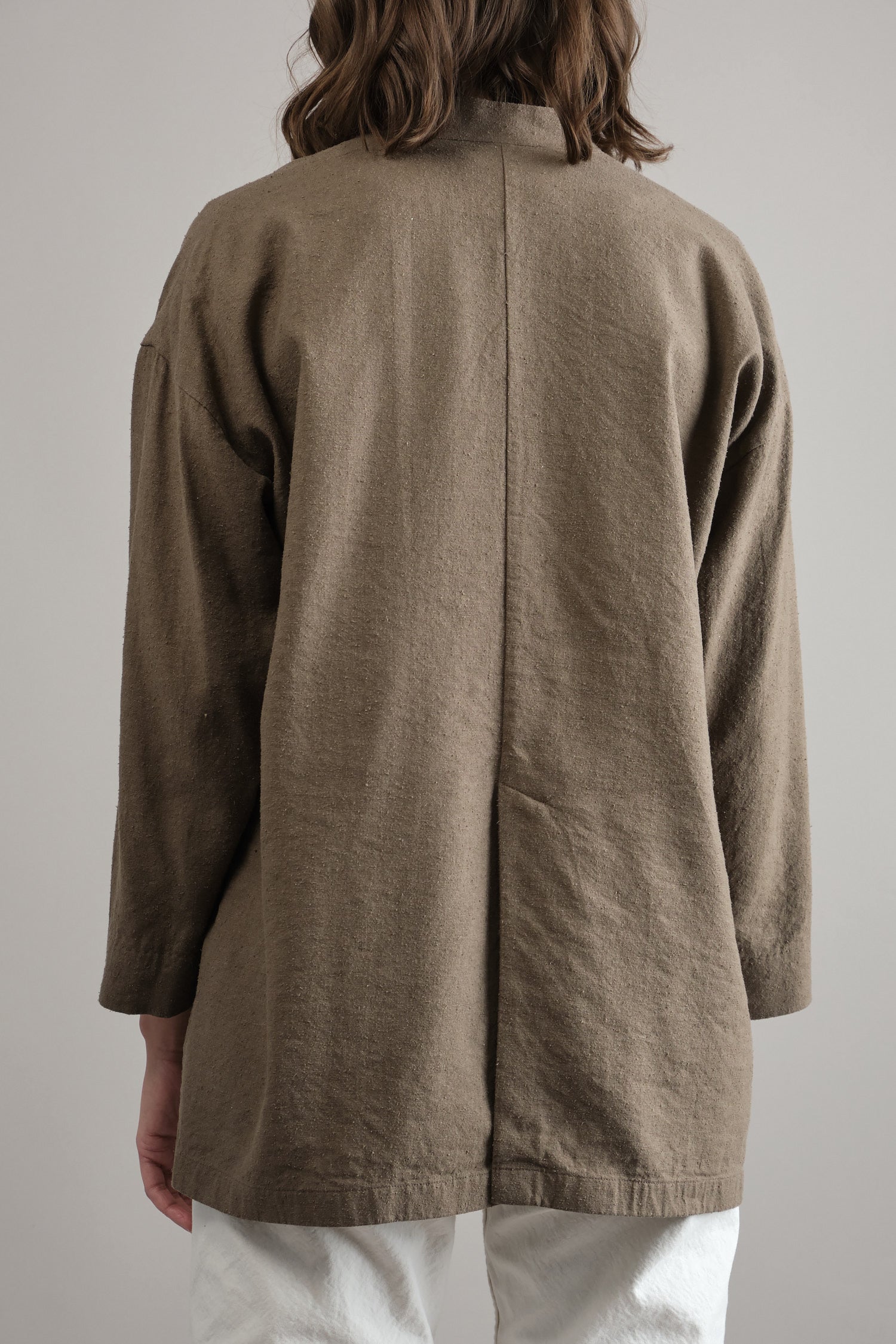 Back of Silk Linen Jacket in Brown