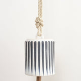 MQuan Art Ceramics Large Wide Thrown Bell in Indigo Stripes Indigo Stripes / 7.75" H X 6.5" D