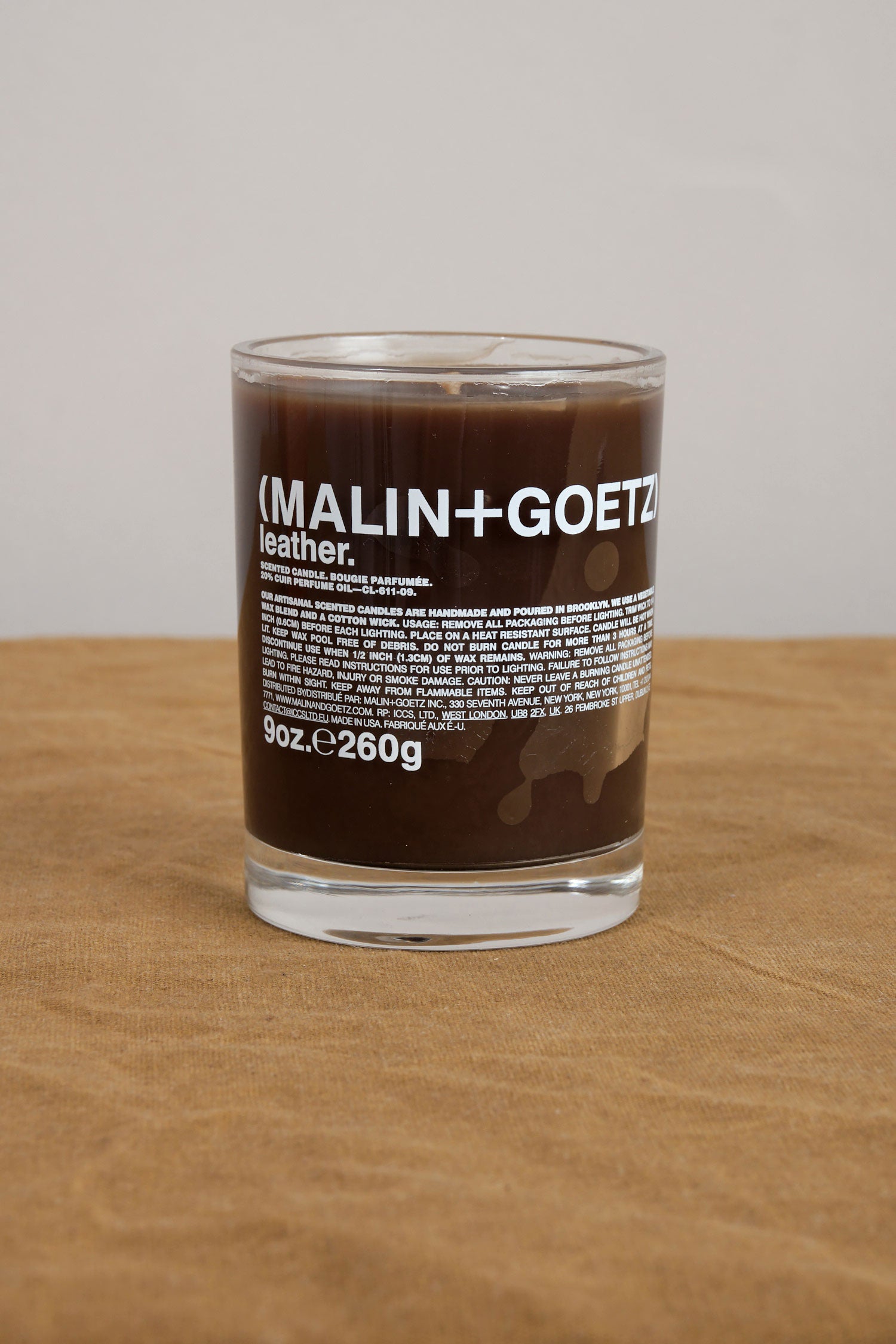 Malin + Goetz leather candle