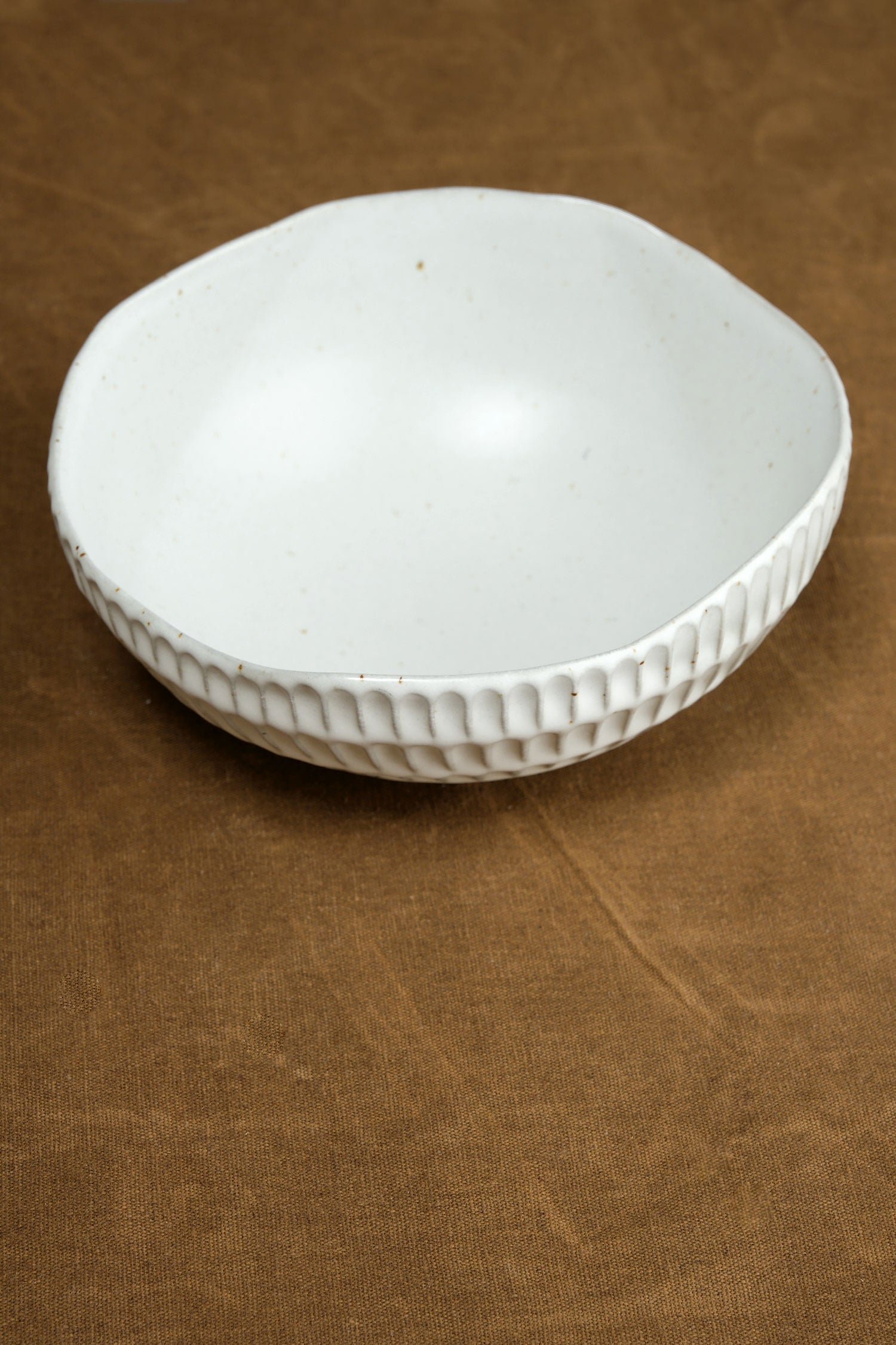 Carved Eggshell Morning Bowl in White