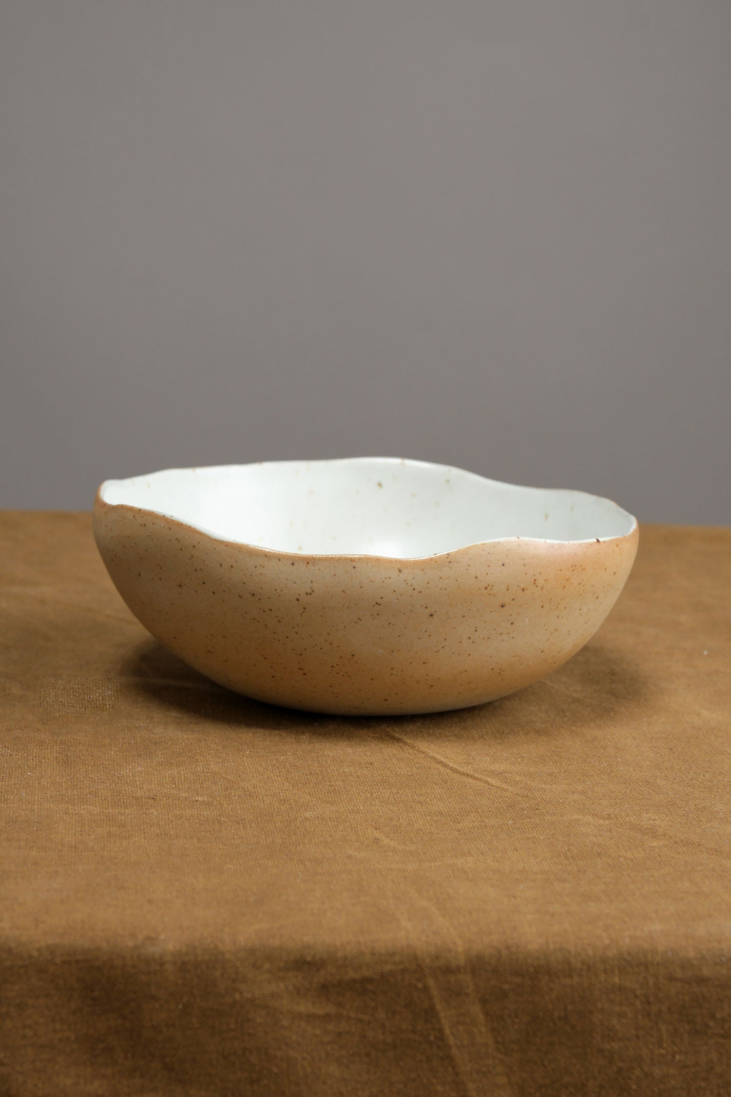 Carved Eggshell Morning Bowl in Naked White Mt Washington Pottery