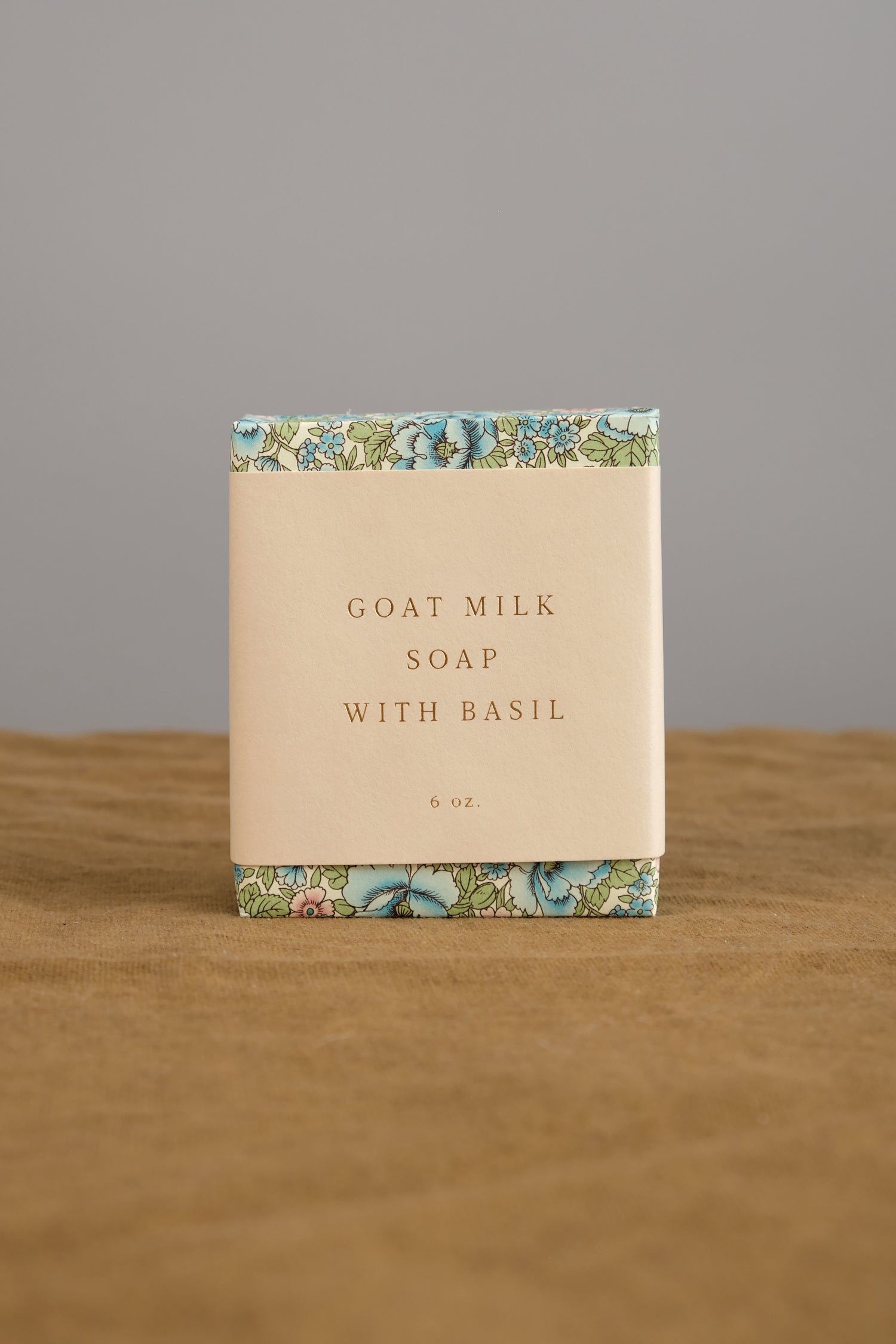 Goat Milk with Basil Bar Soap on table