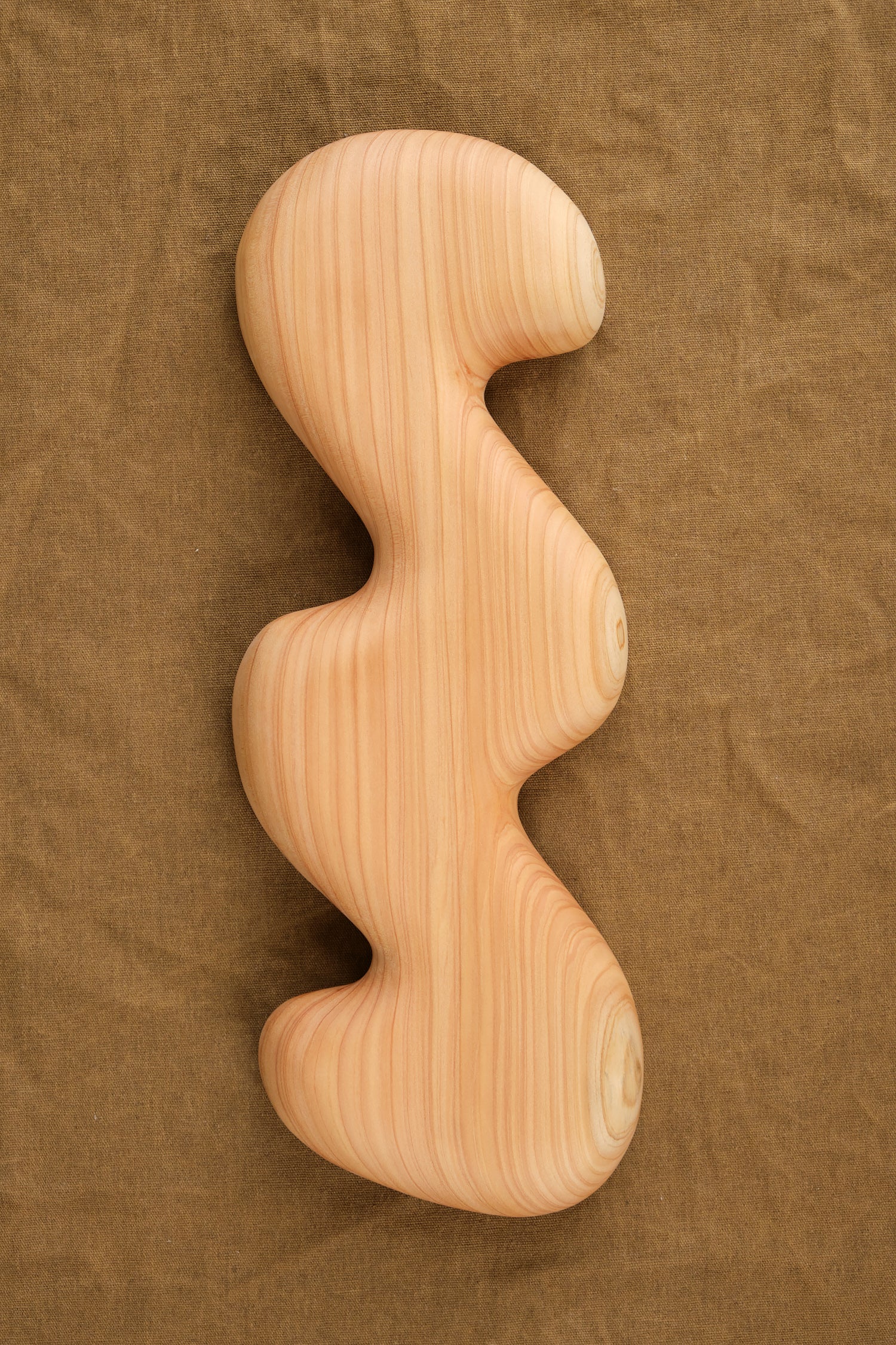 Side of Squiggle Trivet in Monterey Cypress