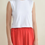 Front of Sleeveless Babe Tee in White
