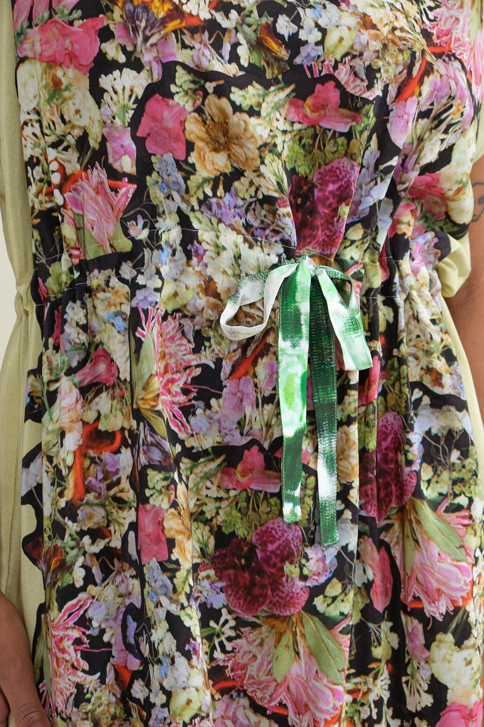 Tie on Simple Dress in Print K Pressed Flowers