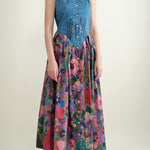 Front of Sleeveless Dress in Jeans and Flowers
