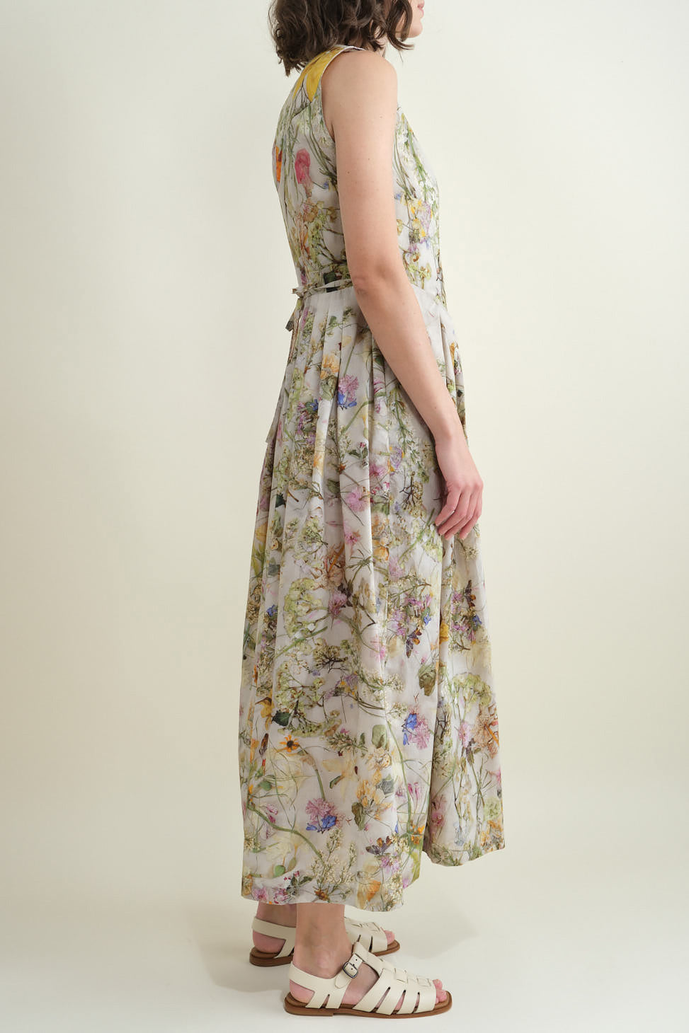 Side of Sleeveless Dress in Print F Pressed Flowers