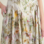 Pocket on Sleeveless Dress in Print F Pressed Flowers