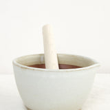 Motoshige Home Kitchen Serving Medium Mortar Bowl with Surikogi Stick White / 3.1" H X 5.7" D