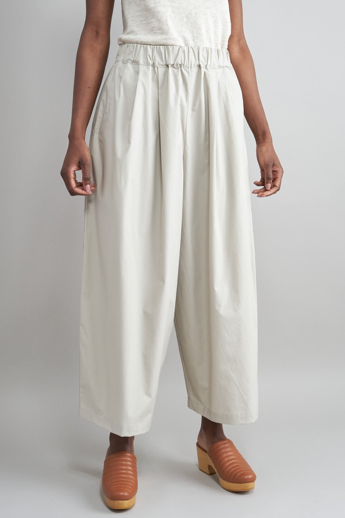 Front of Wide Pants in Stone