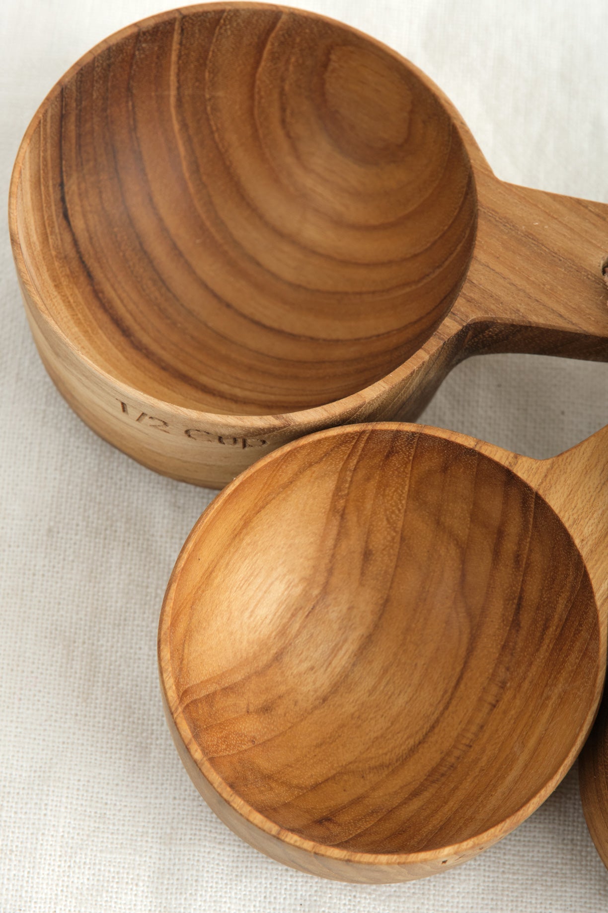 Teak Measuring Cups with Handle, Set of 4