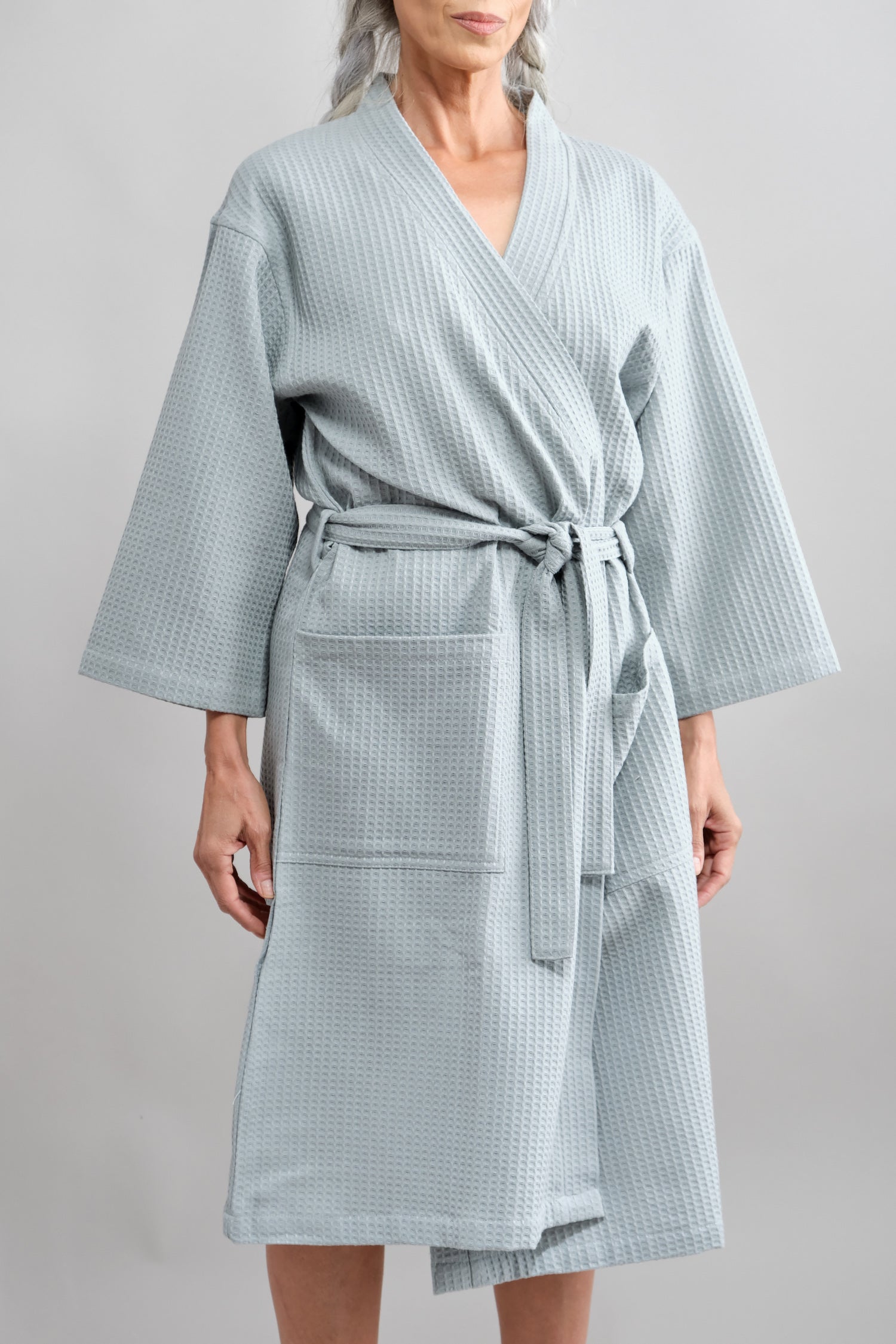 Front of Kathrine Kimono in Light Grey
