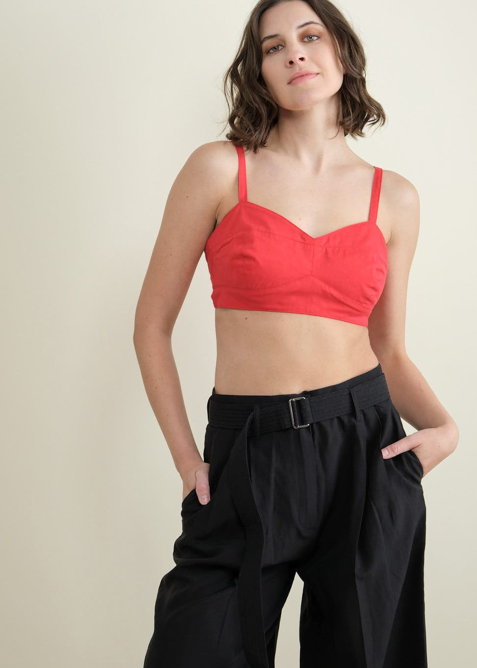 Carleen Apparel Womens Blouses Bra Top in Red Red / XSmall