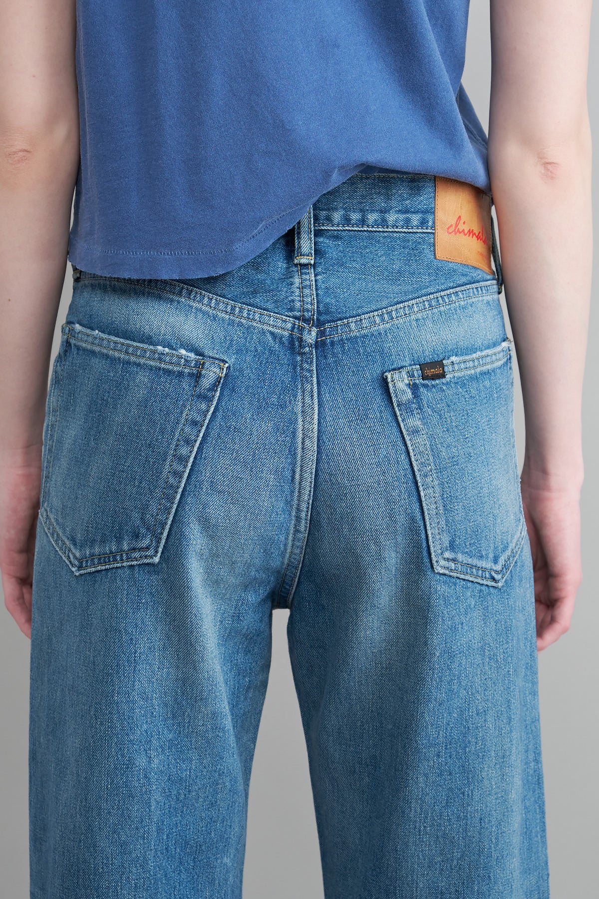 Back pockets on Unisex Straight Cut 13.5 oz Selvedge Denim