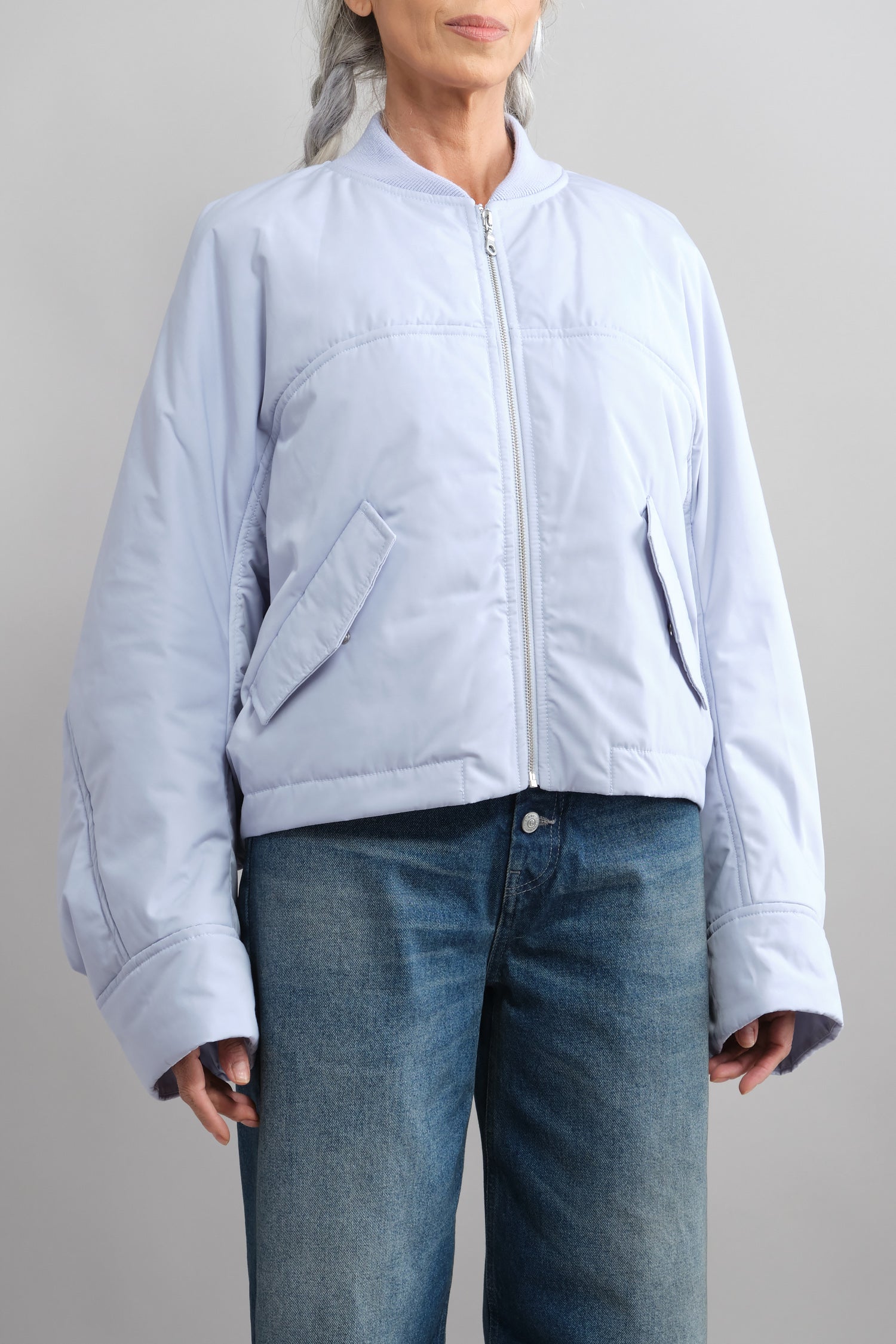 Front of Clyde Voluminous Bomber Jacket