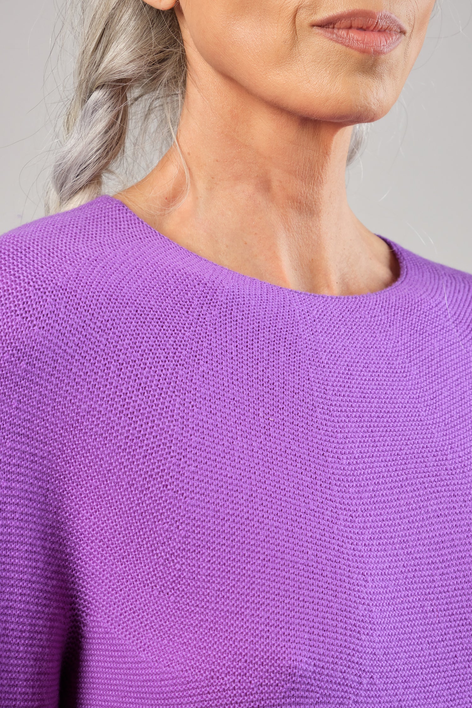 Neckline on Kopas Sweater in Purple