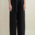 Front of Pliza Pleated Trousers in Black