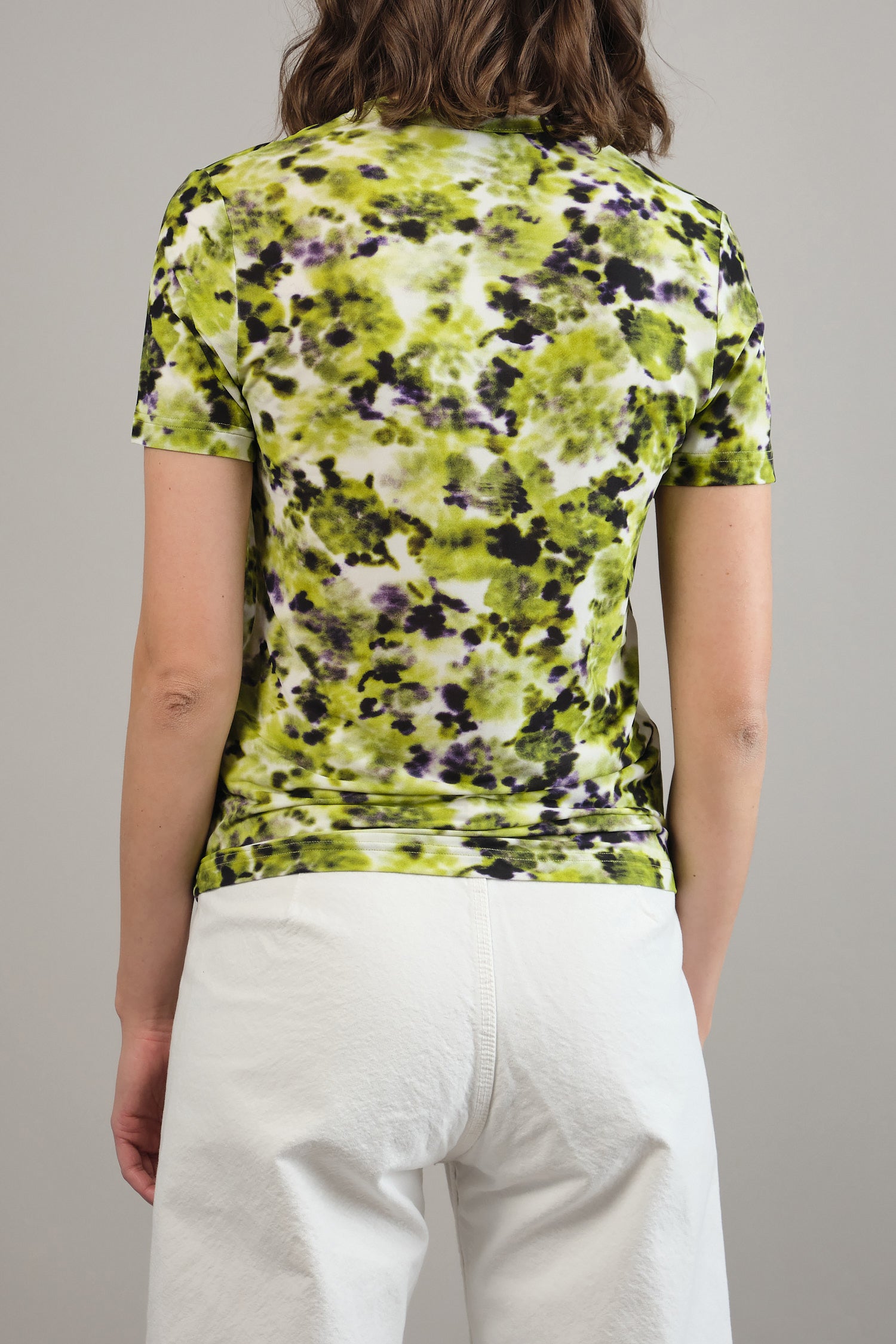 Taddeo Short Sleeve T Shirt in Lime/Aubergine Marigold