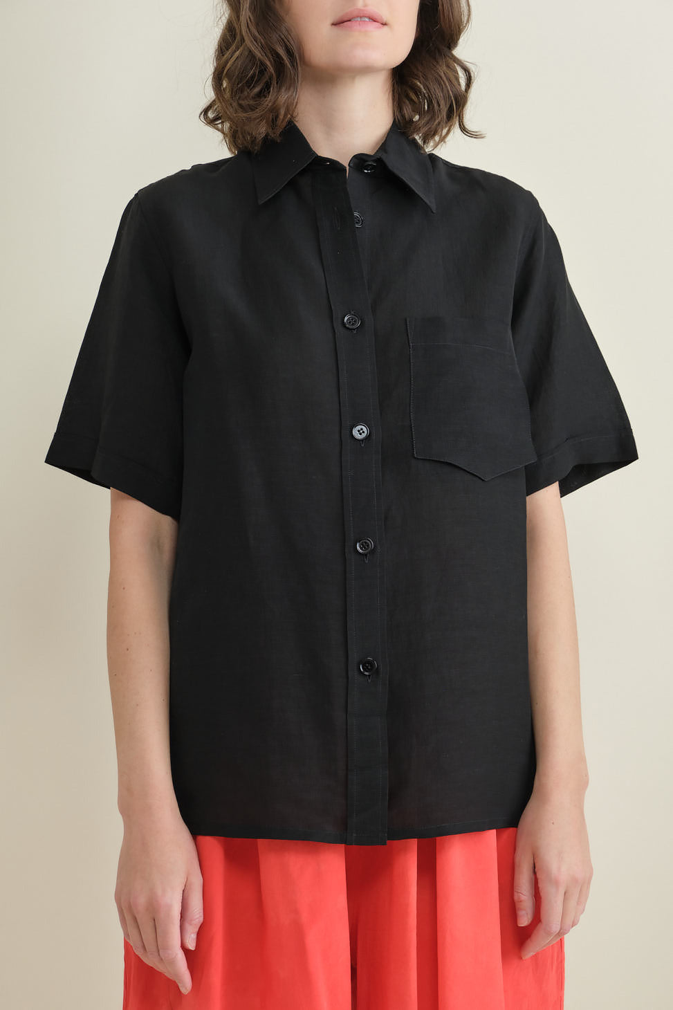 Front of Tarusi Short Sleeve Shirt in Black