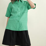 Christian Wijnants Button Up Tarusi Short Sleeve Shirt in Jade