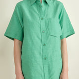 Front of Tarusi Short Sleeve Shirt in Jade by Christian Wijnants Sale