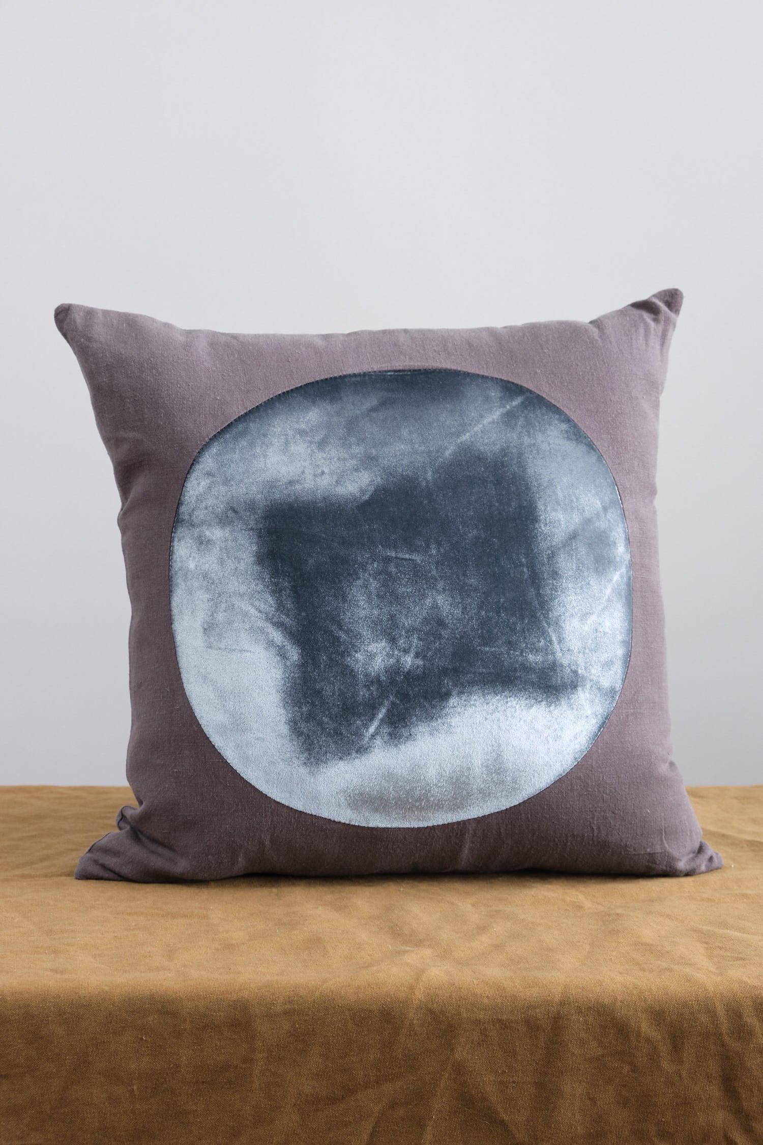 Velvet Circle Pillow in Charcoal