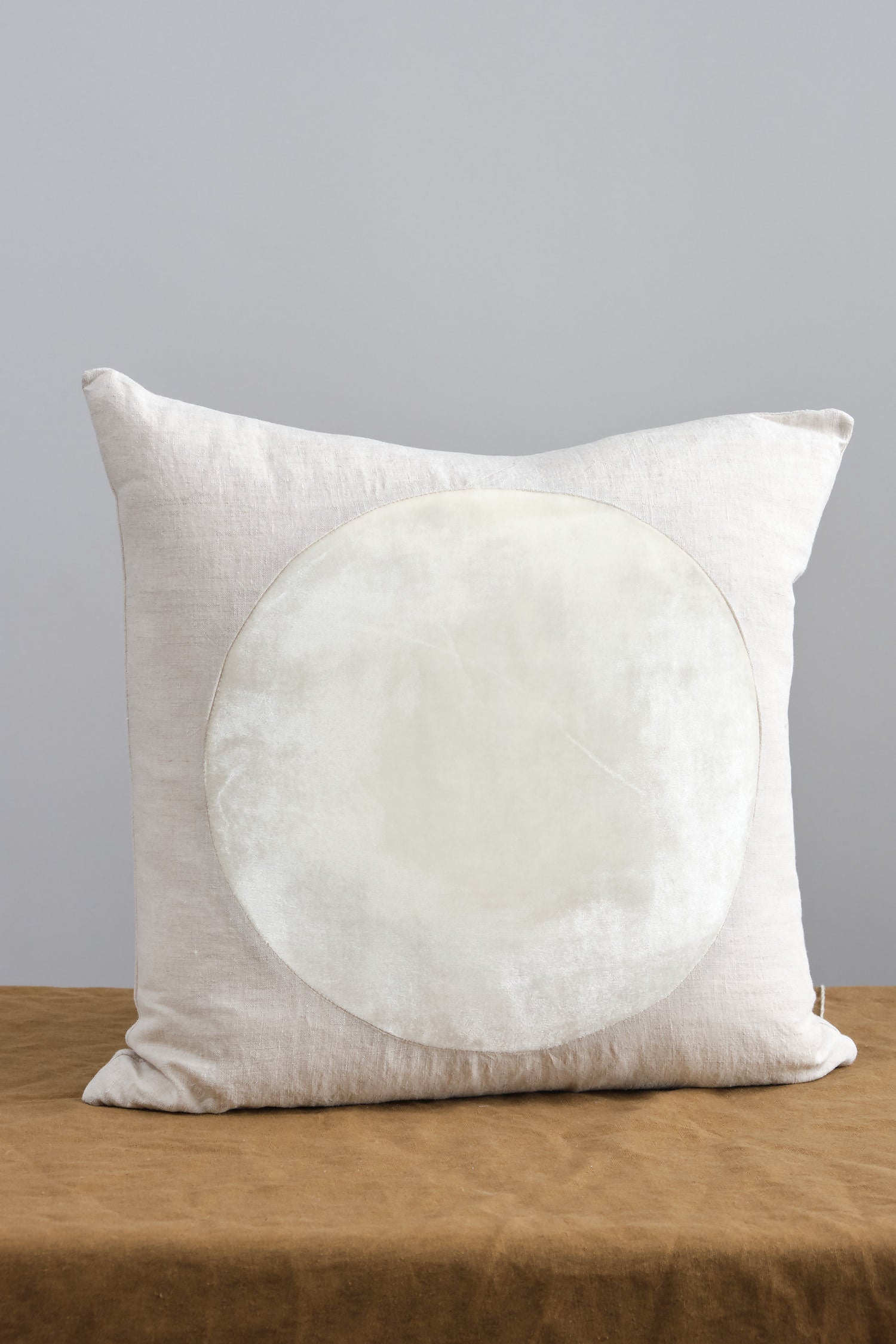Velvet Circle Pillow in Ivory