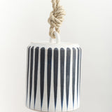 MQuan Art Ceramics Large Wide Thrown Bell in Indigo Stripes Indigo Stripes / 7.75" H X 6.5" D