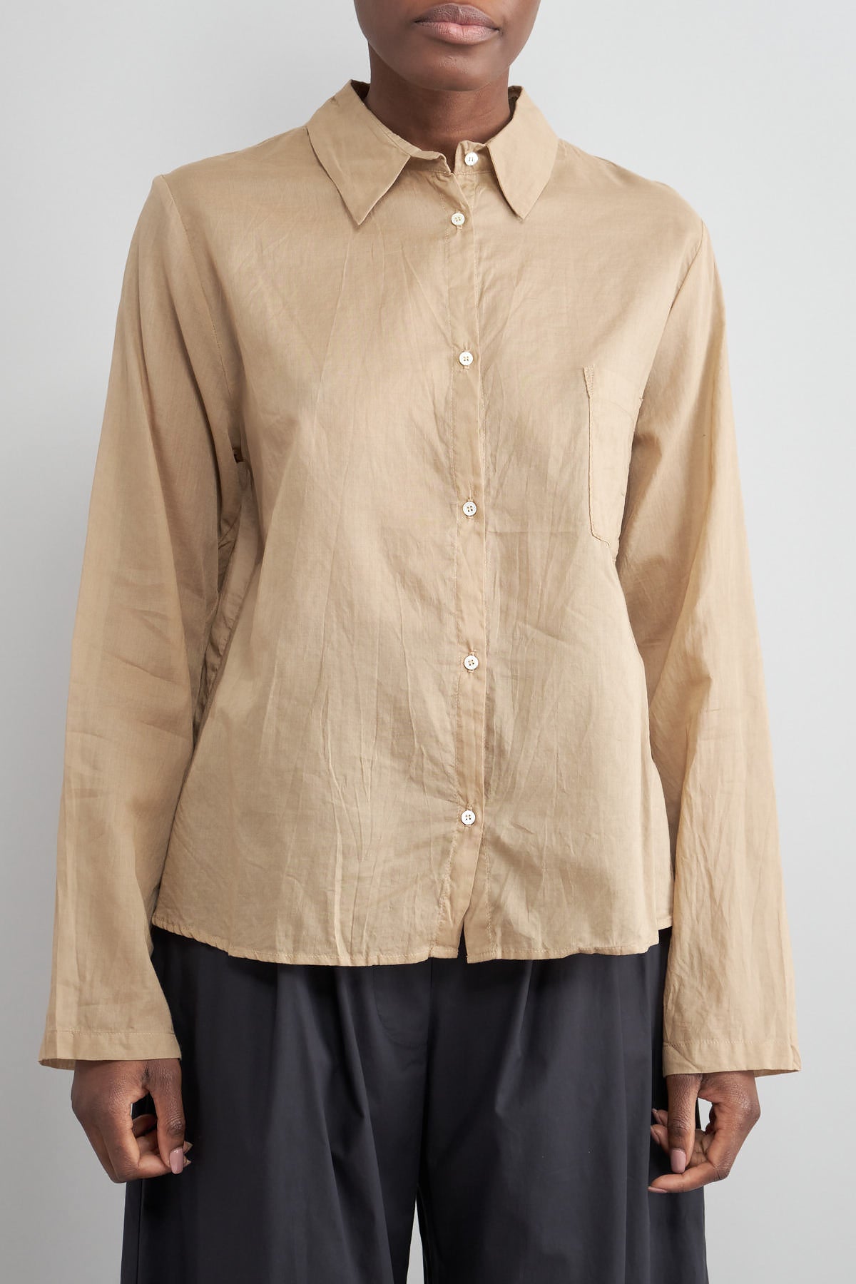 Front of Illusion Shirt in Camel
