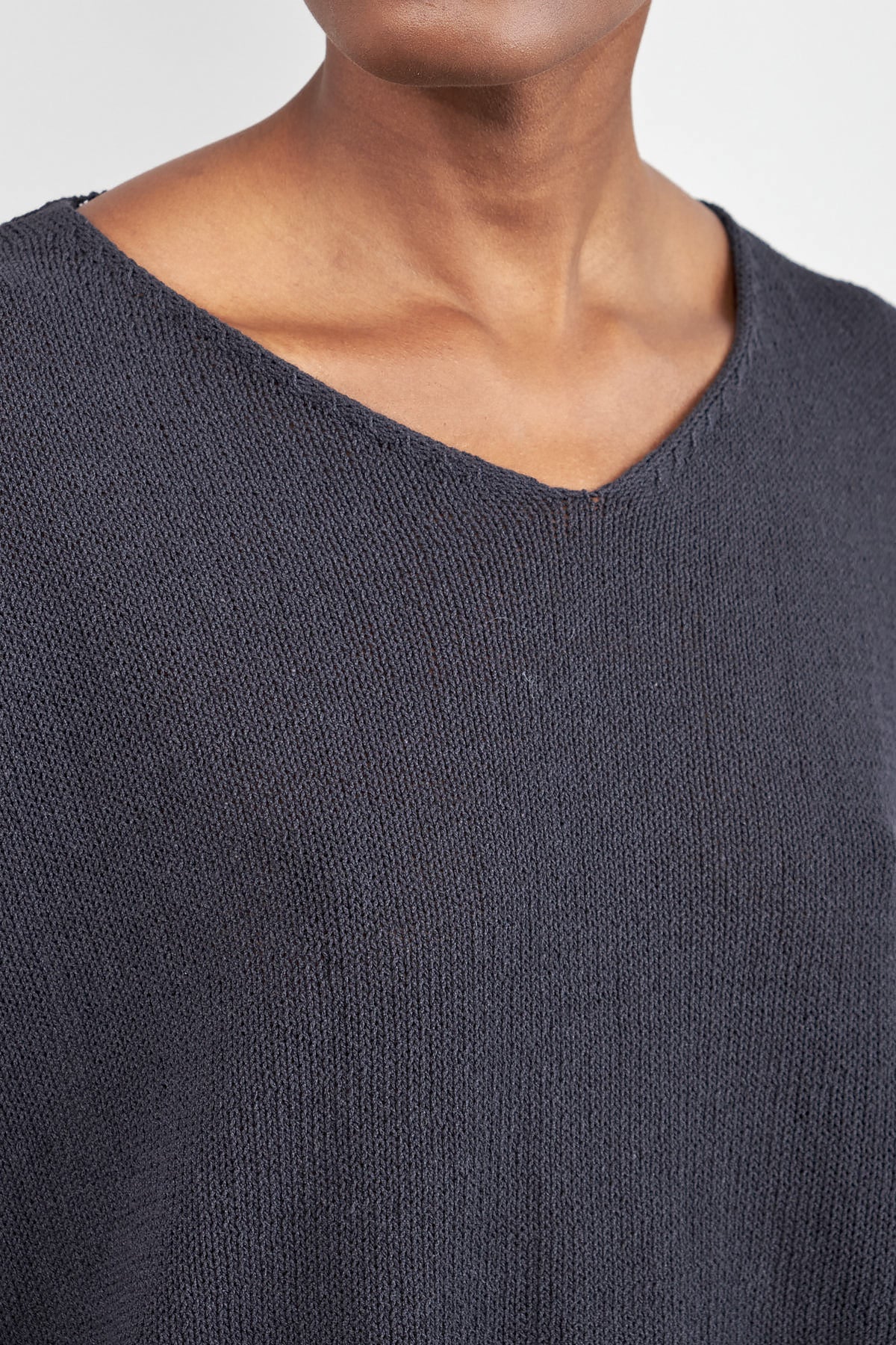 Neckline on Coil Yarn V Neck Pullover