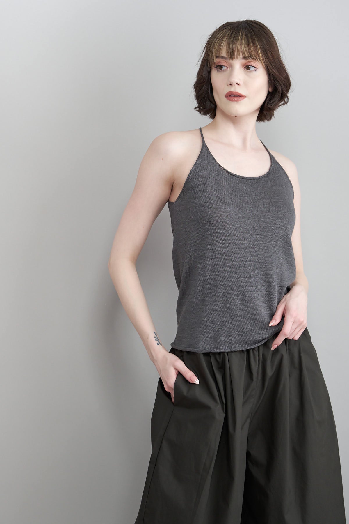 Washable Linen Camisole in Blue Gray