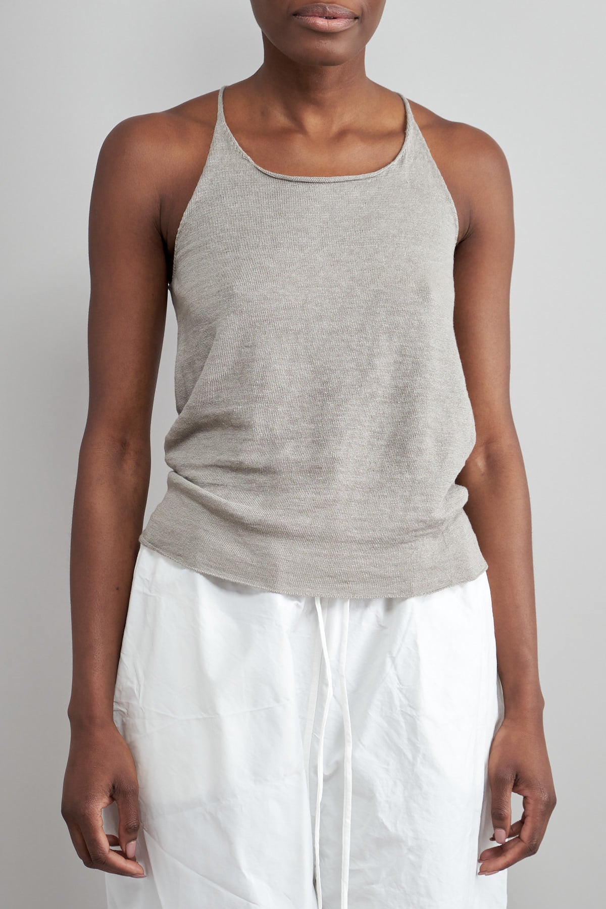 Front of Washable Linen Camisole in Grege