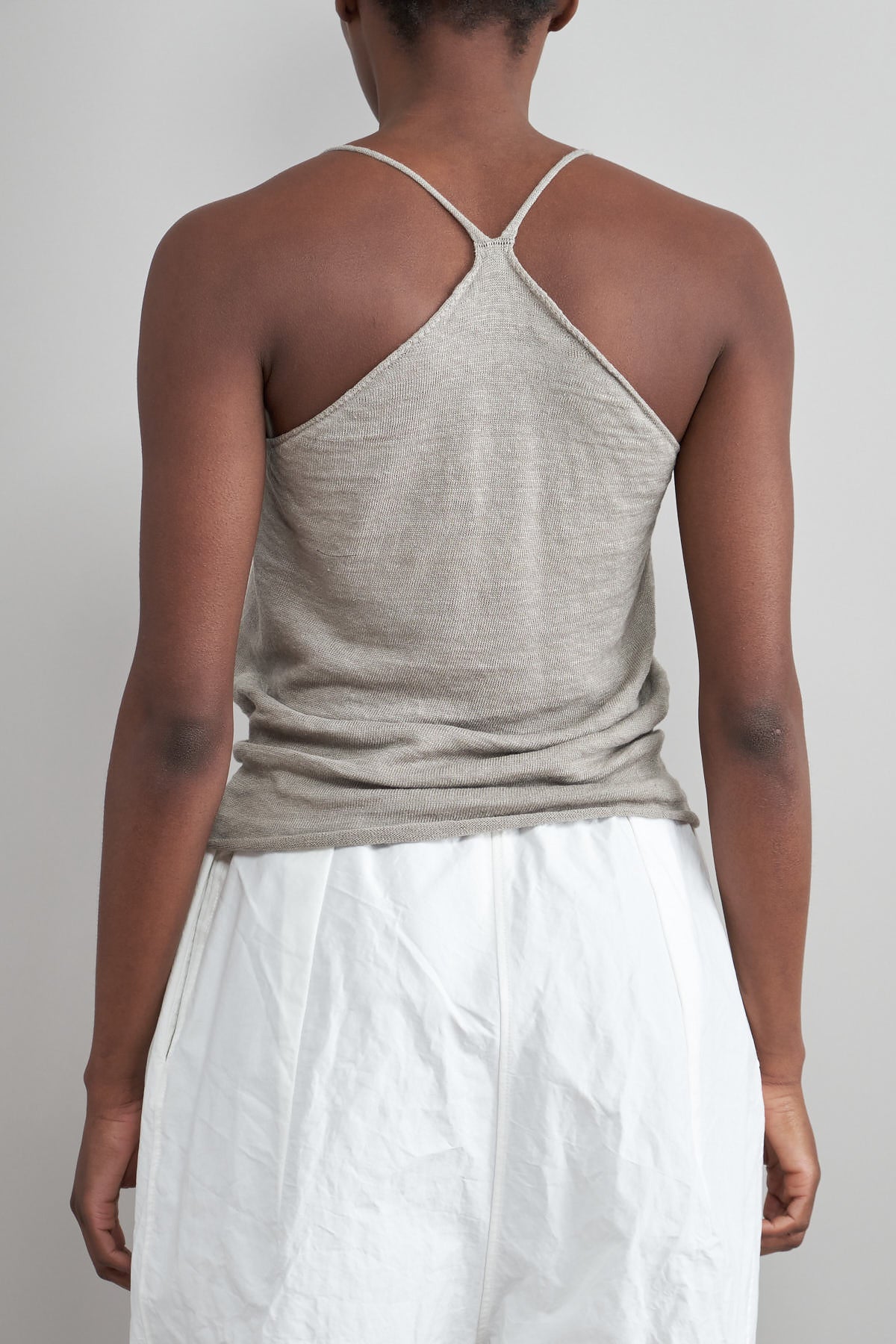 Back of Washable Linen Camisole in Grege
