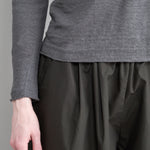 Sleeve and hemline on Washable Linen Pullover in Blue Gray