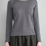 Front of Washable Linen Pullover in Blue Gray