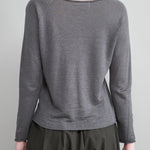 Back of Washable Linen Pullover in Blue Gray
