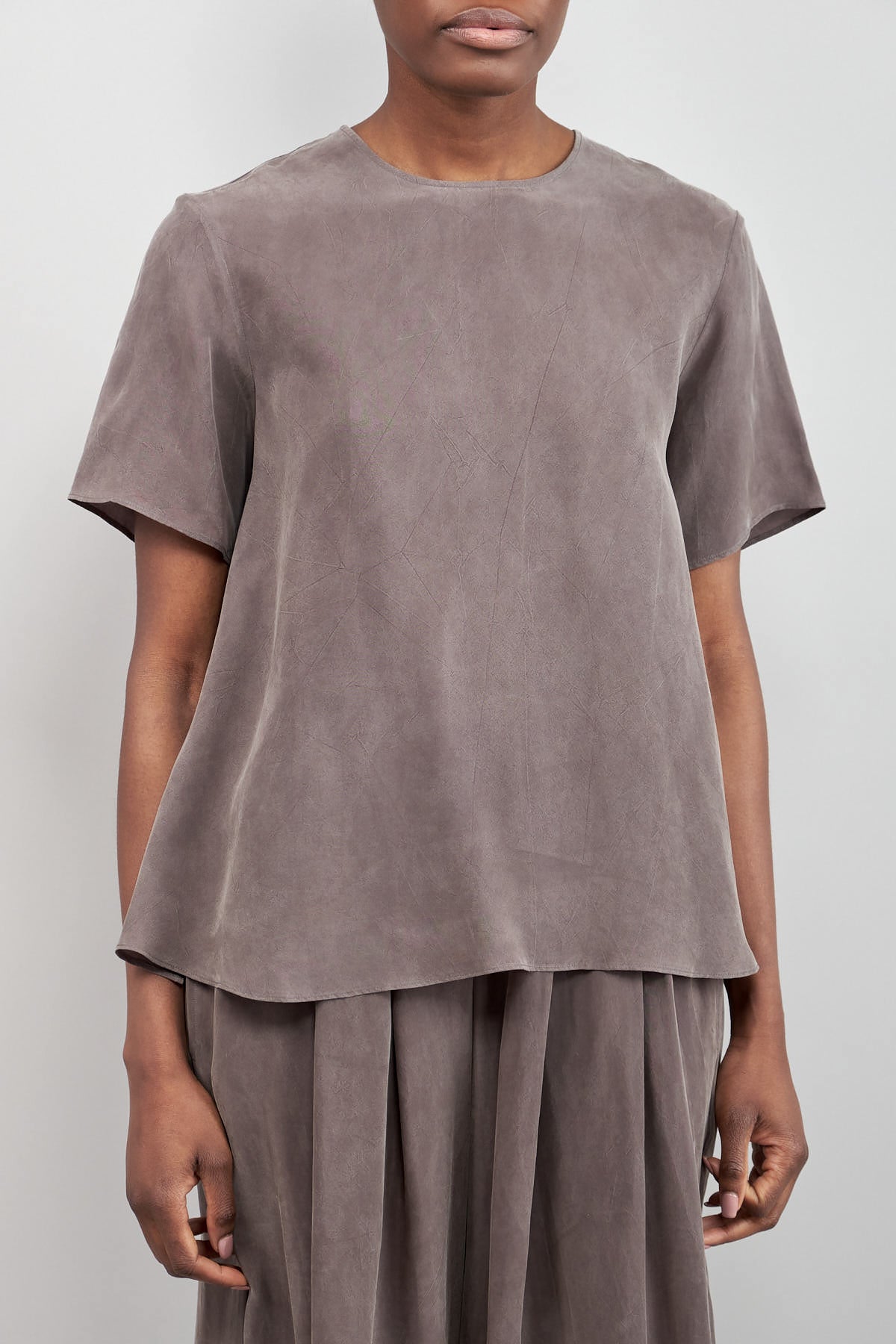 Front of Mela Blouse in Smoke
