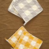 Farmhouse Pottery Home Kitchen Trivets Farmer's Gingham Potholders Ochre