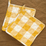 Farmhouse Pottery Home Kitchen Trivets Farmer's Gingham Potholders Ochre