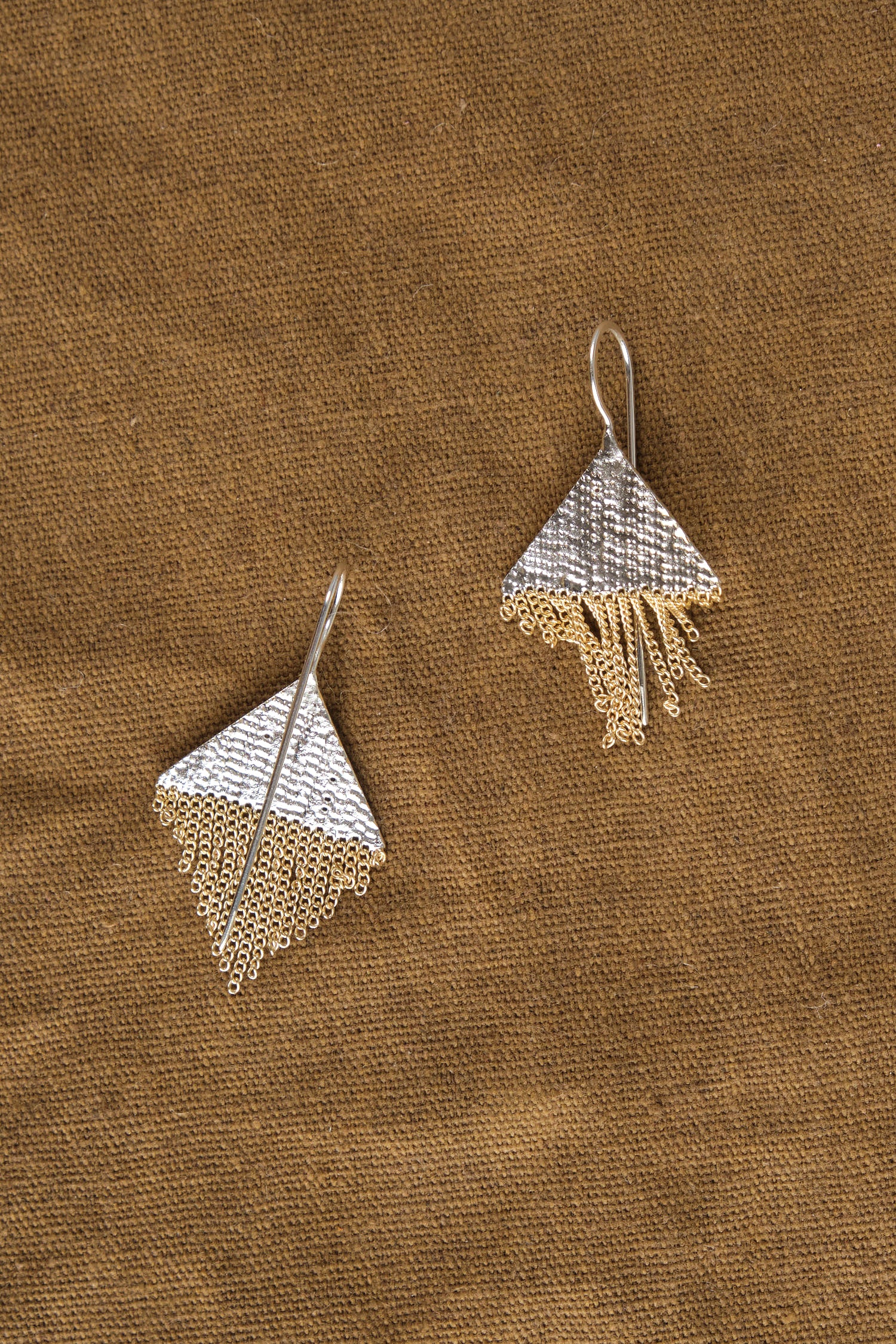 925 Silver Bohemian Style Retro 3D Handmade Triangle Tassel Earrings   lightofjuwelen
